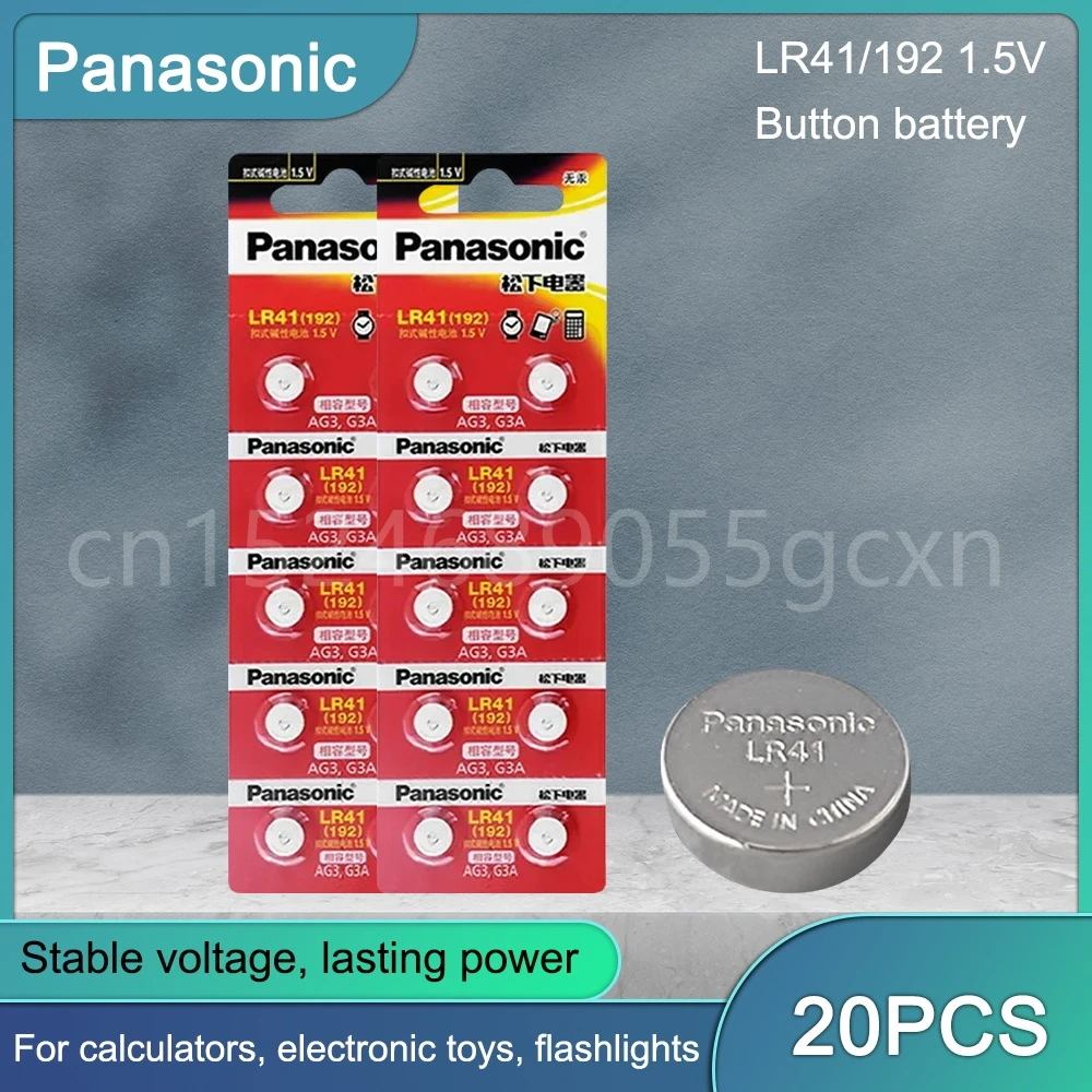 

20 шт., батарейки Panasonic AG3 LR41 392 192 1,5 В для часов, игрушек, пультов ДУ, V392 SR41 384 SR41SW