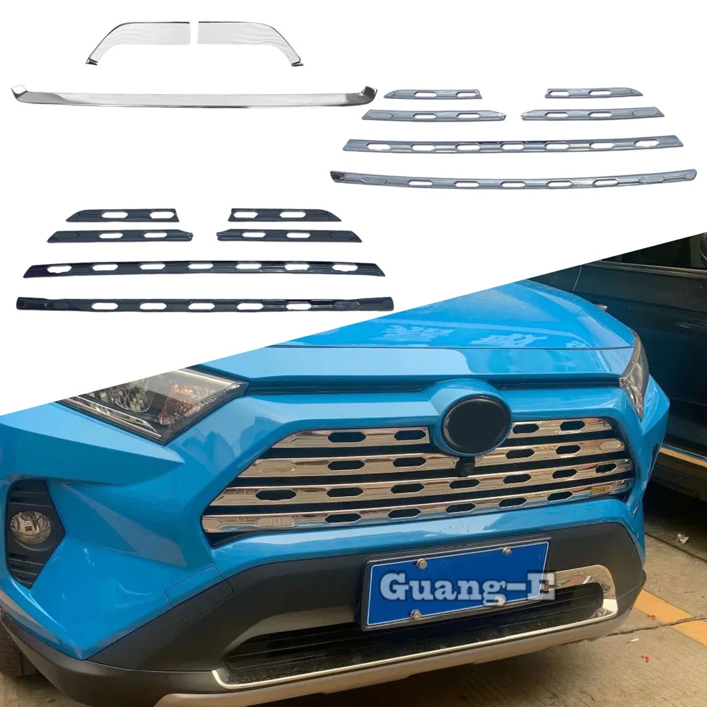 

For Toyota Rav4 2019 2020 2021 2022 Racing Gills Grid Grilles Cover Trim Stainless Steel Car Accessories Exterior Frame Stick