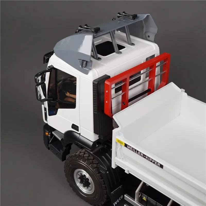 Simulation High Roof Spoiler Kit with LED Light for 1/14 Tamiya RC Truck Tipper Iveco JUWUBA Model Car DIY Accessories