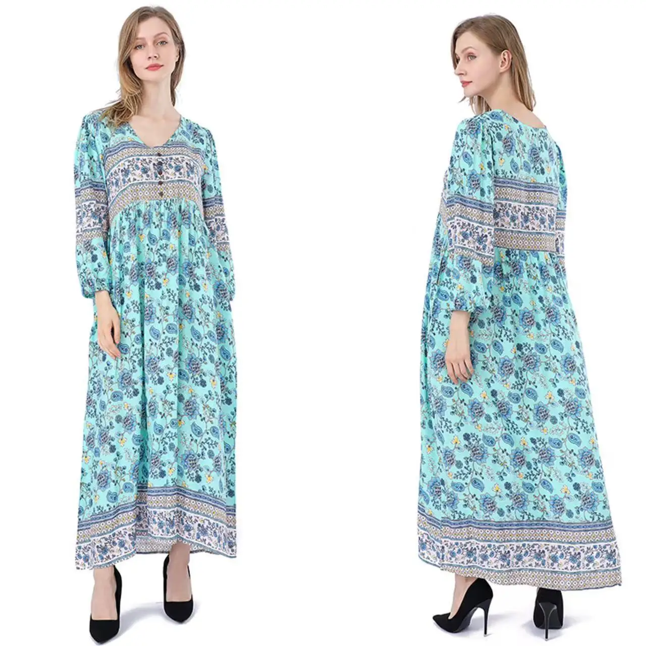 

Bohemian Beach Dress For Vacation, Grand Display, Printed Long Skirt