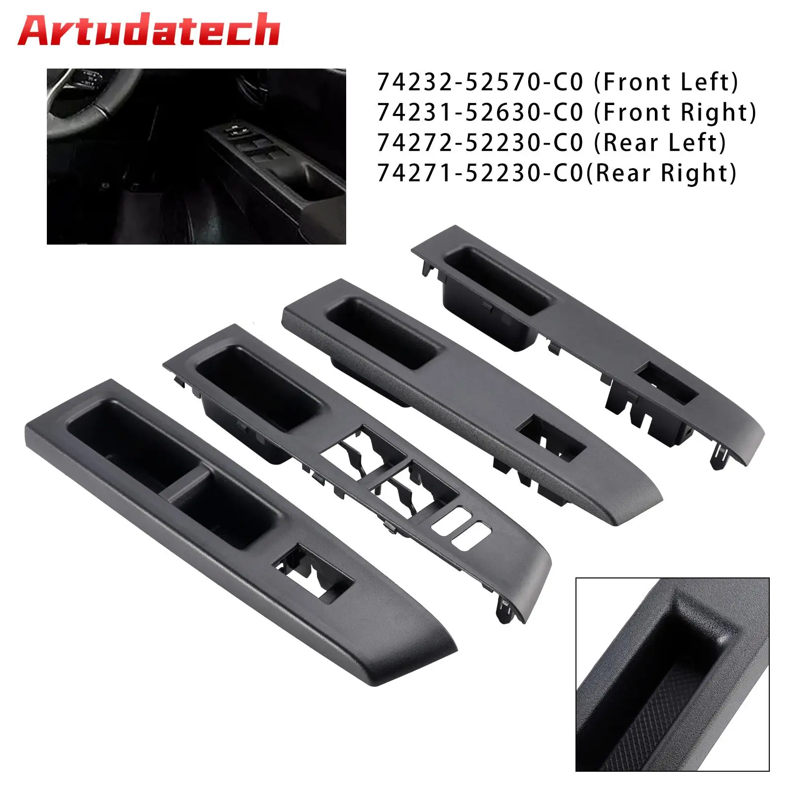 Artudatech 4pcs Window Switch Panel Bezel Trim For Toyota Yaris 2012-2014 2013