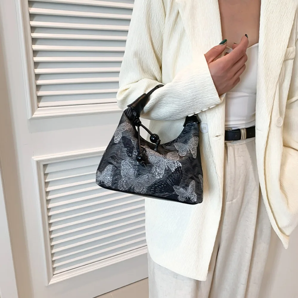 

Portable Commute New Chinese Style Bag Fashion Simple Butterfly Embroidery Bag Hand Bag Large Capacity Cross Body Bag Girls