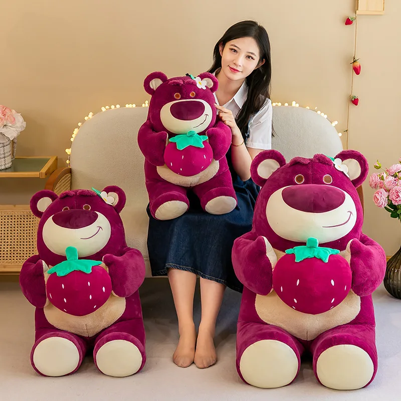 

Гигантская мультяшная плюшевая игрушка клубничный медведь 45/60 см, милая кукла клубничный медведь, Успокаивающая подушка для сна для мальчиков и девочек, подарок