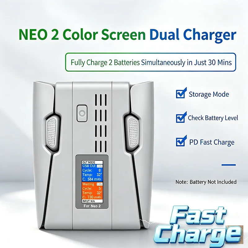 For DJI Neo 2 Battery Color Screen Dual Charger Fast Charging Hub Charging Butler Power Bank For NEO2 Quickly Charged Accessory