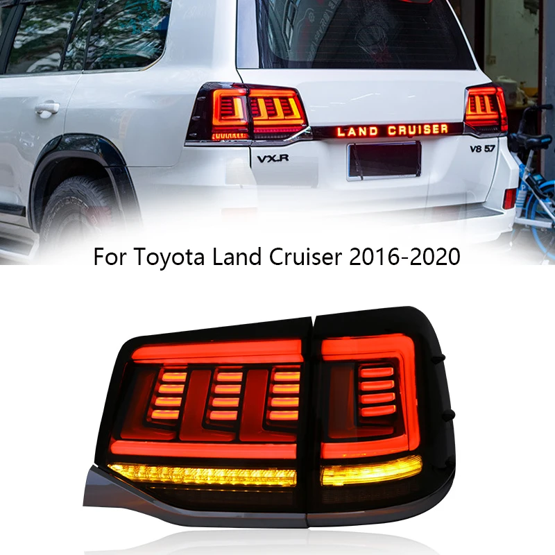 2PCS Rear Lights For Toyota Land Cruiser Tail Light 2016-2020 Led Taillight Assembly Smoke Sequential Dynamic Turn Signal