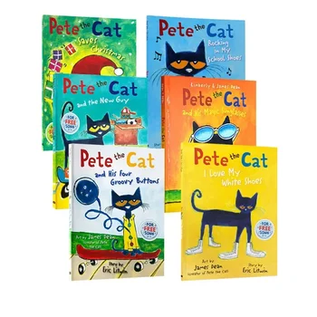 Livro de histórias infantil clássico, contos ingleses, consigo ler Pete, o gato, educação infantil, 6 livros por conjunto