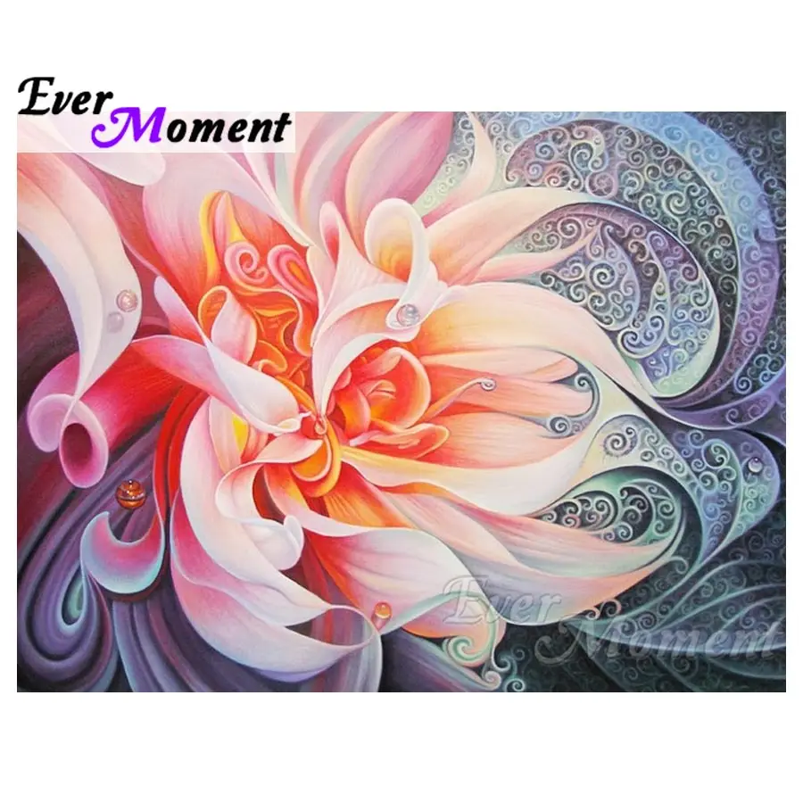 

Ever Moment 5D DIY Diamond Embroidery Pink Flower Diamond Mosaic Full Square Drills Artwork Home Decoration ASF1136