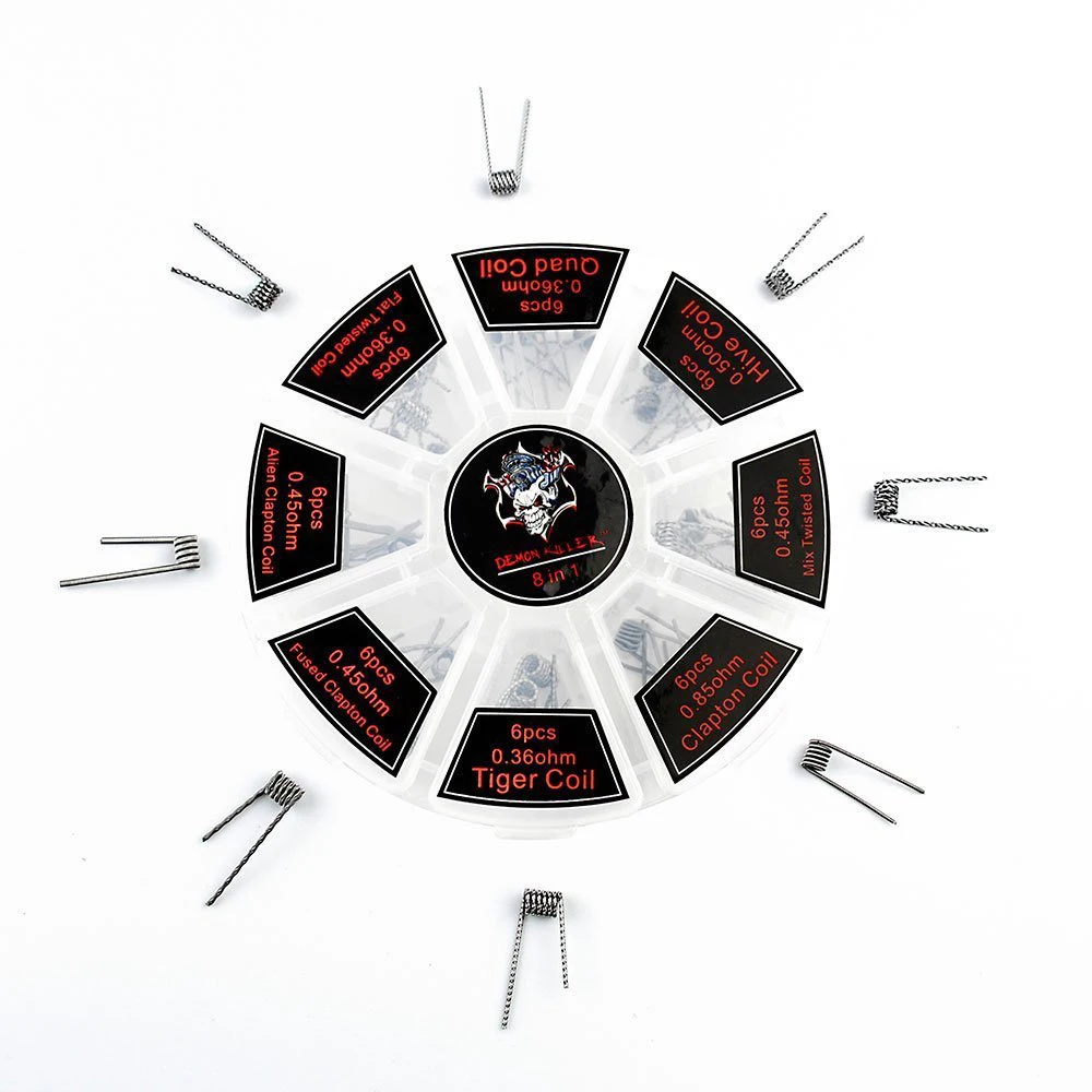 8 in 1 Prebuilt Coils Electronic Coil Wire in Ferris Wheel 0.36ohm 0.45ohm 0.5ohm 0.85ohm 48 Pcs Flat Alien Fused Clapton coil