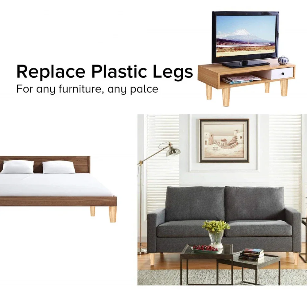 4Pcs New Solid Wood Furniture Leg Table Feets Wooden Cabinet Table Legs Fashion Furniture Hardware Replacement for Sofa Bed image 3