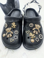 14 pcs Shoe Accessories (Golden Bear, Golden Rocking Horse, Black Flower, Black Heart) Shoe Accessories - easy to install detach