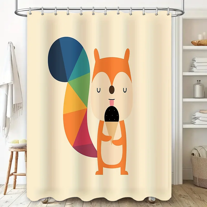 لطيف الغابات الحيوانات دش الستار الغابات الثعلب الغزلان أرنب الحمام ديكور مجموعة مقاوم للماء خمر مزرعة نمط المنزل #2