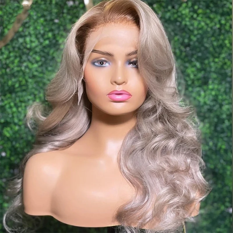 13x6 HD Transparent Lace Frontal Wigs Honey Blonde Ombre Colored Lace Front Wig Wavy Pre Plucked Ash Blonde Human Hair For Women