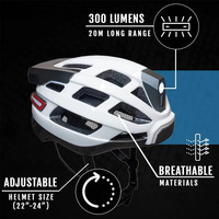 Smart Bike Helmet Cycle Helmet for Men / Women with Headlight Tail Light SOS Emergency Alert and Wireless Earphone 3.7V 1200mAh