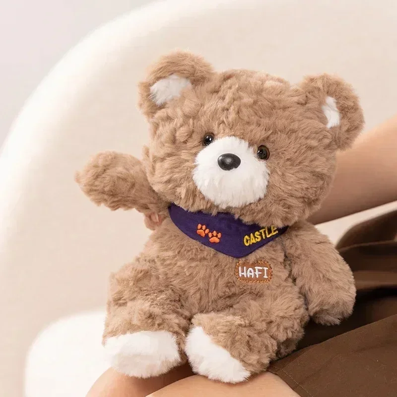 

Cute Brown Bear Plush Toy Stuffed Super Soft Furry Bear Wear Scarf Doll Kids Baby Sleep Appease Pillow Christmas Birthday Gift