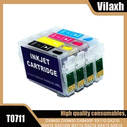 vilaxh T0711 Refill Cartridge for Epson DX8450 DX9400 DX9400F SX110 SX210 SX410 SX510W SX115 SX215 SX415 SX515 BX310FN S20 SX100