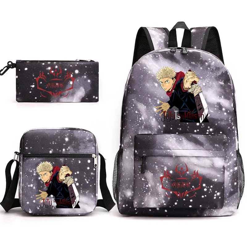 Jujutsu Kaisen kinderen Rugzak 3 stks/set Itadori Yuji Gedrukt Student Schooltas Schoudertas Potlood Tas Set