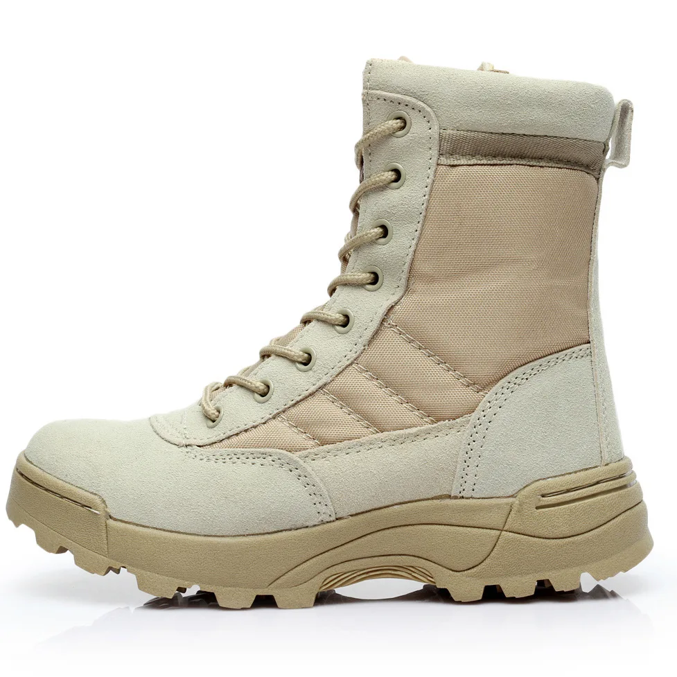 2025 New Men's High Top Desert Boots Tactical Round-toe Lace-up Shoes Nylon Upper Wear-Resistant Non-Slip Outdoor Combat Boots