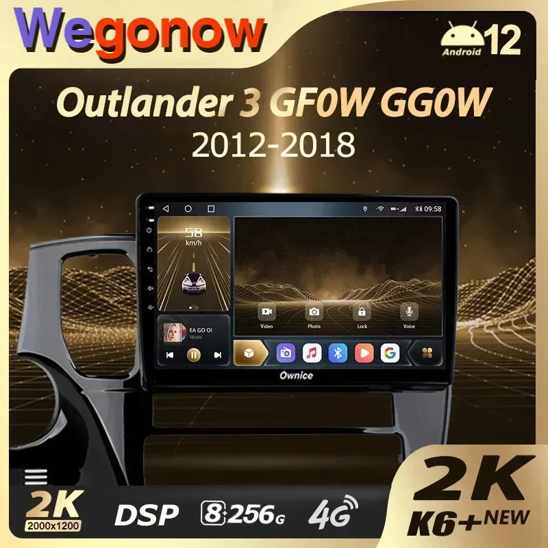 Ownice K6+ 2K for Mitsubishi Outlander 3 GF0W GG0W 2012 - 2018 Car Radio Multimedia Navigation Stereo GPS Android12 No 2 Din Dvd