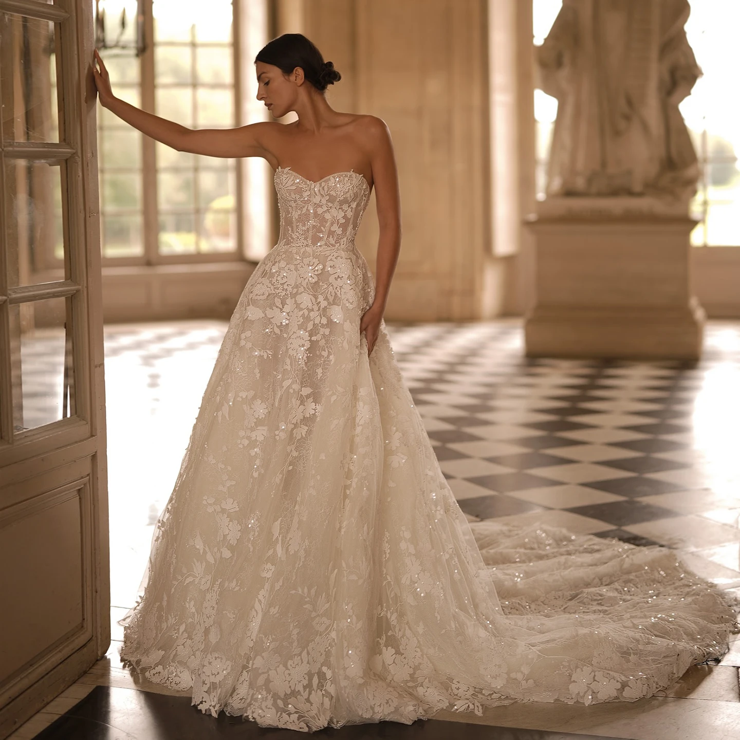 

Sharon Said 2025 Vintage A-line Lace Off White Corset Wedding Dress With Detachable Jacket Appliques Bride Gown SW081 Customized