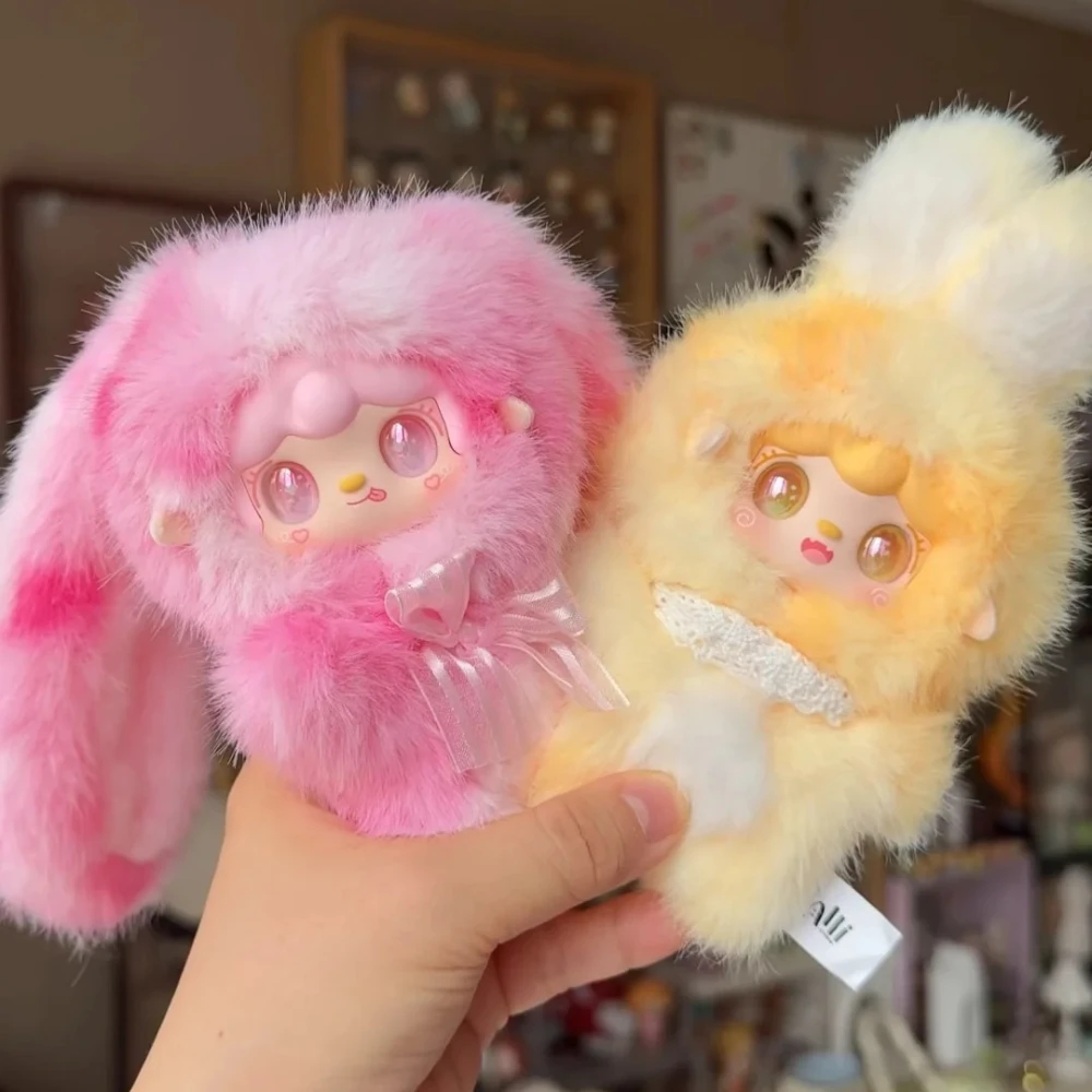 Echte Yooki V5 Hopping Bunny Serie Plüsch Blind Box Kawaii Vinyl Gesicht Schlüsselbund Action Figur Tasche Anhänger Mystery Box Geschenk Spielzeug