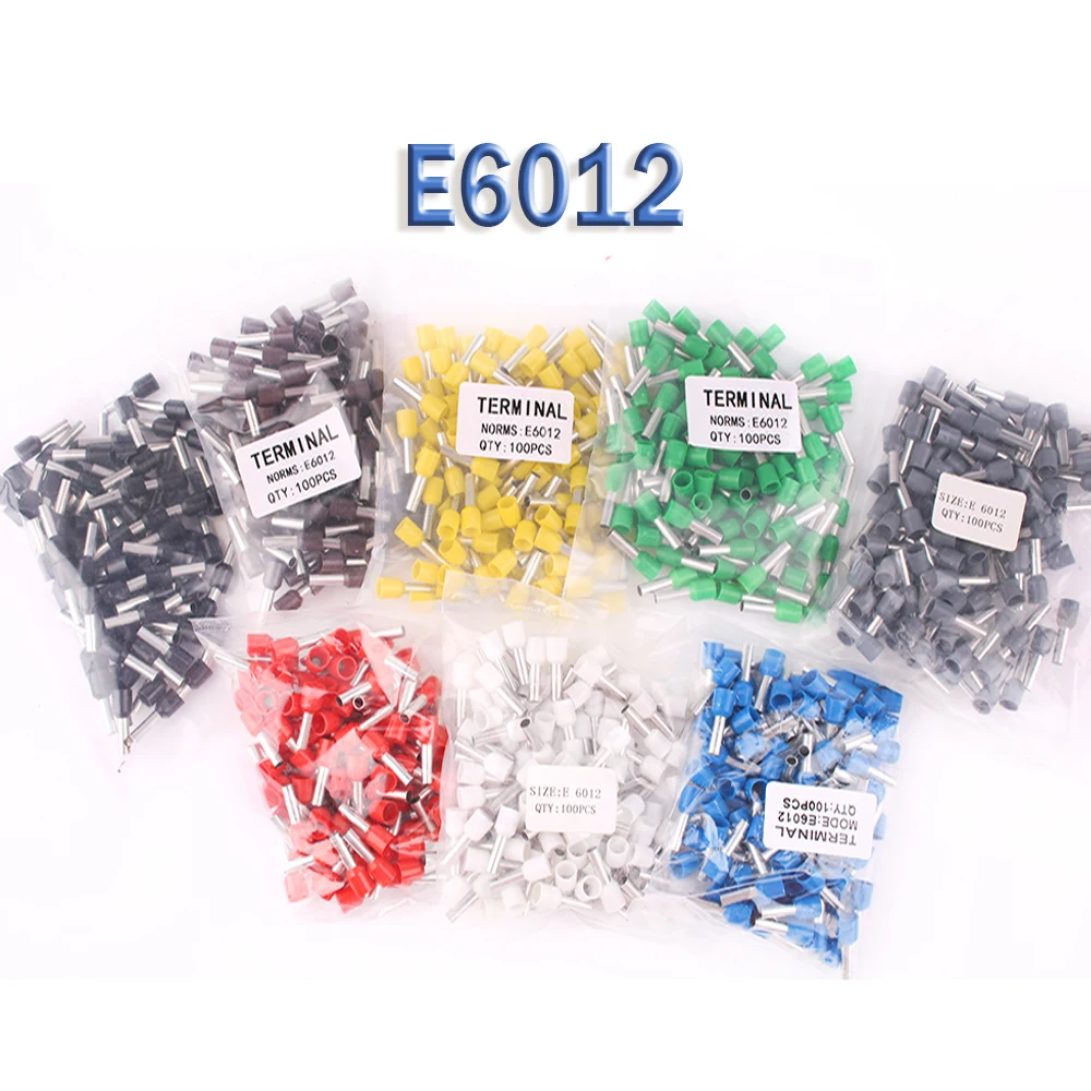 E6012 Tube insulating terminals 6MM2 1000PCS/Pack Cable Wire Connector Insulating Crimp Terminal Insulated Connector E-