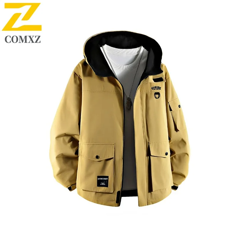 

COMXZ Men Arcteryx Autumn Techwear Outdoor Waterproof Camping Hiking Multi Pocket Windbreaker Coat Hooded Gorpcore Rider Jacket