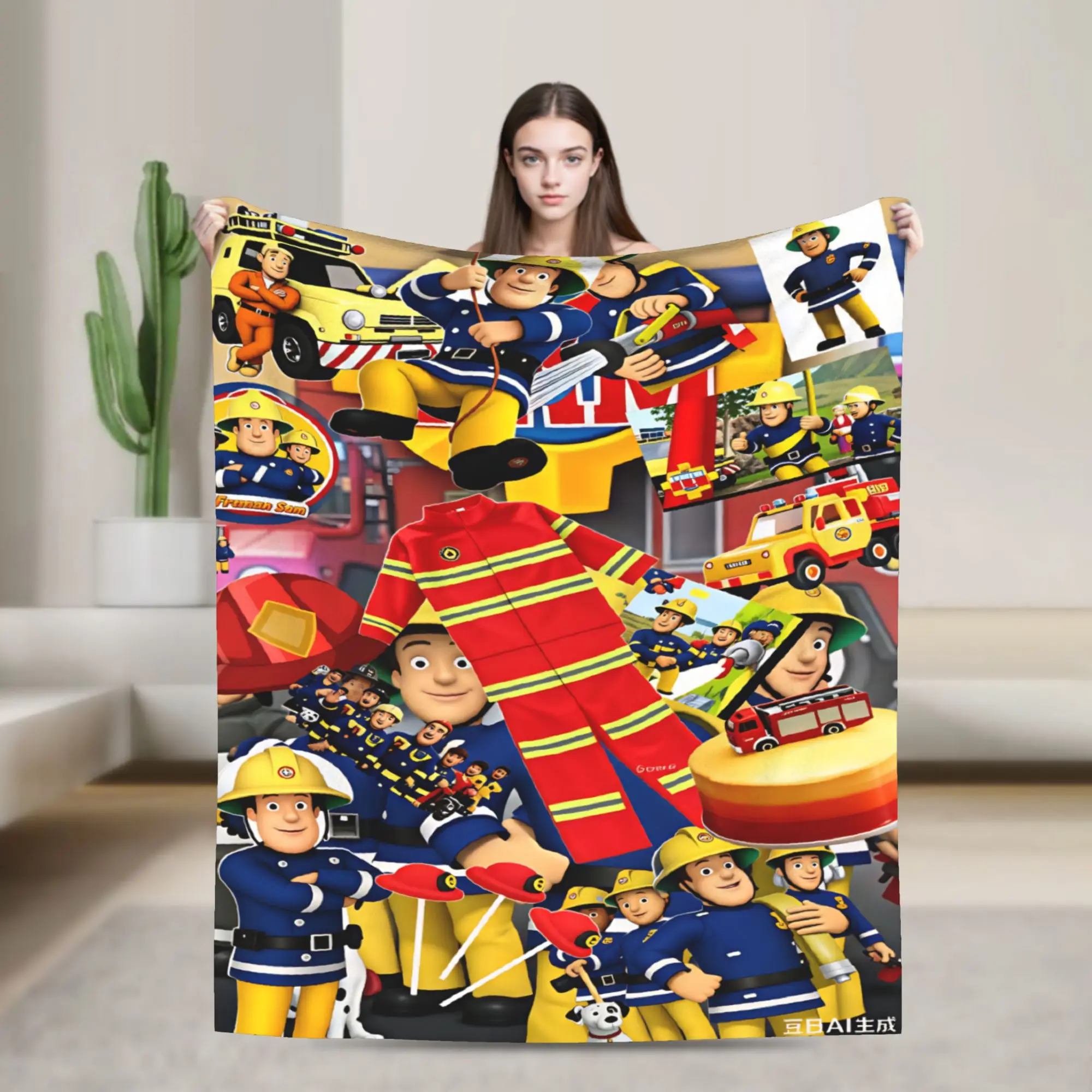 Super Warm Blanket Travel Fireman Sam Throw Blanket Firefighter Flannel Bedspread For Couch Chair Sofa Bed Sofa Bed Cover