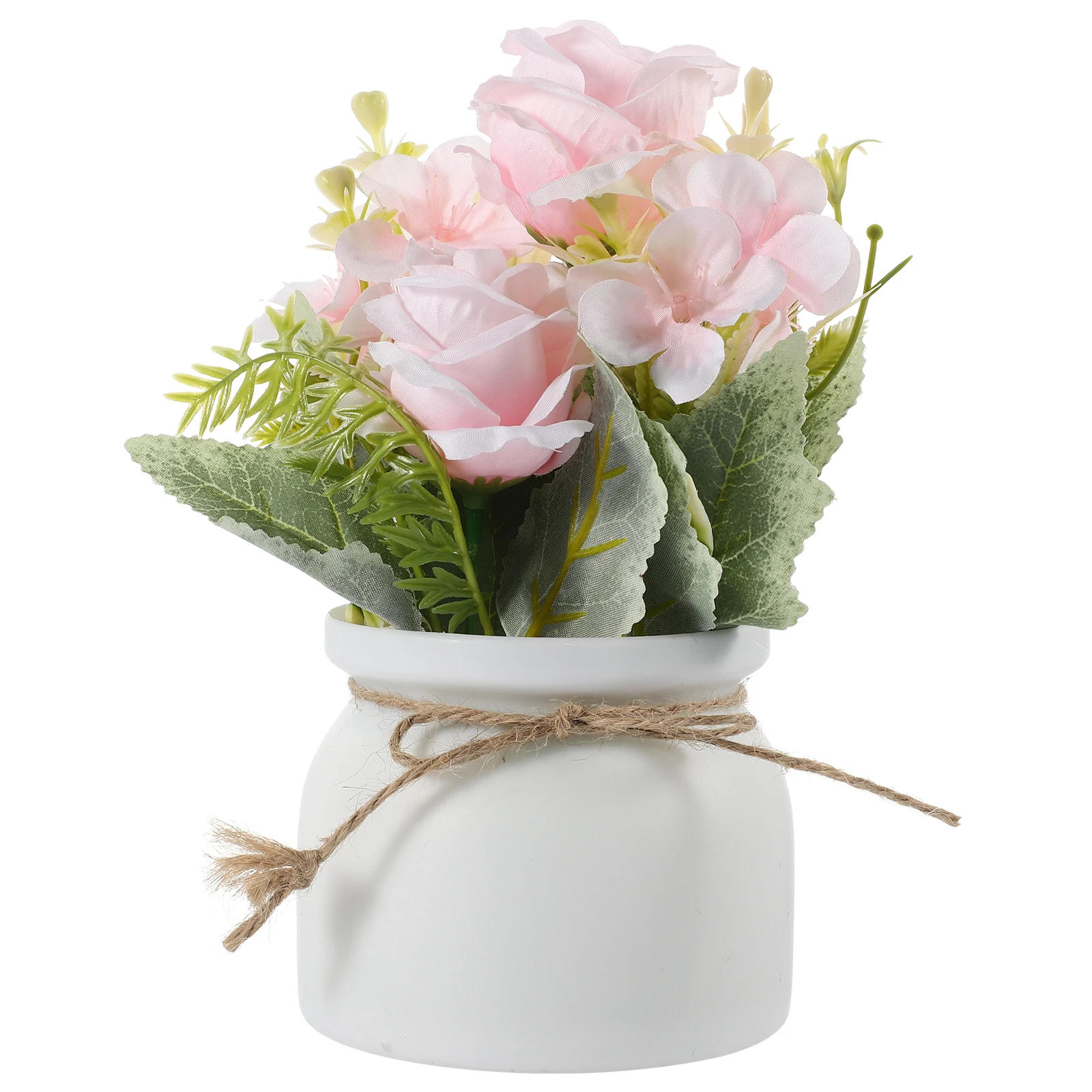 

3D Simulation Rose nament Pink Small Potted Plants Artificial Lifelike Home Decor Faux Plant Indoor Adornments Longlasting