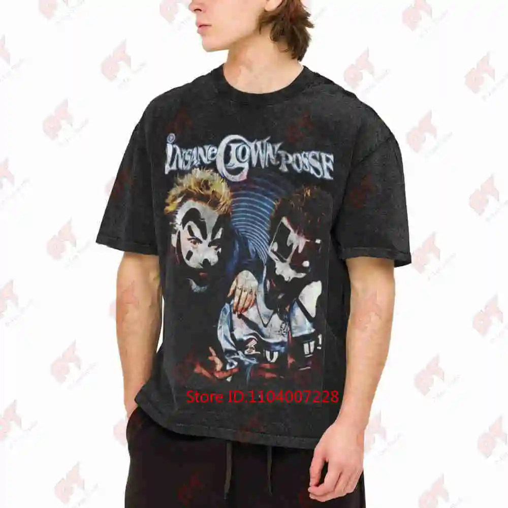 ICP Vintage 1980s Hip Hop Clown Faces Insane Posse Vintage Washed Tee Pure Cotton T-Shirt