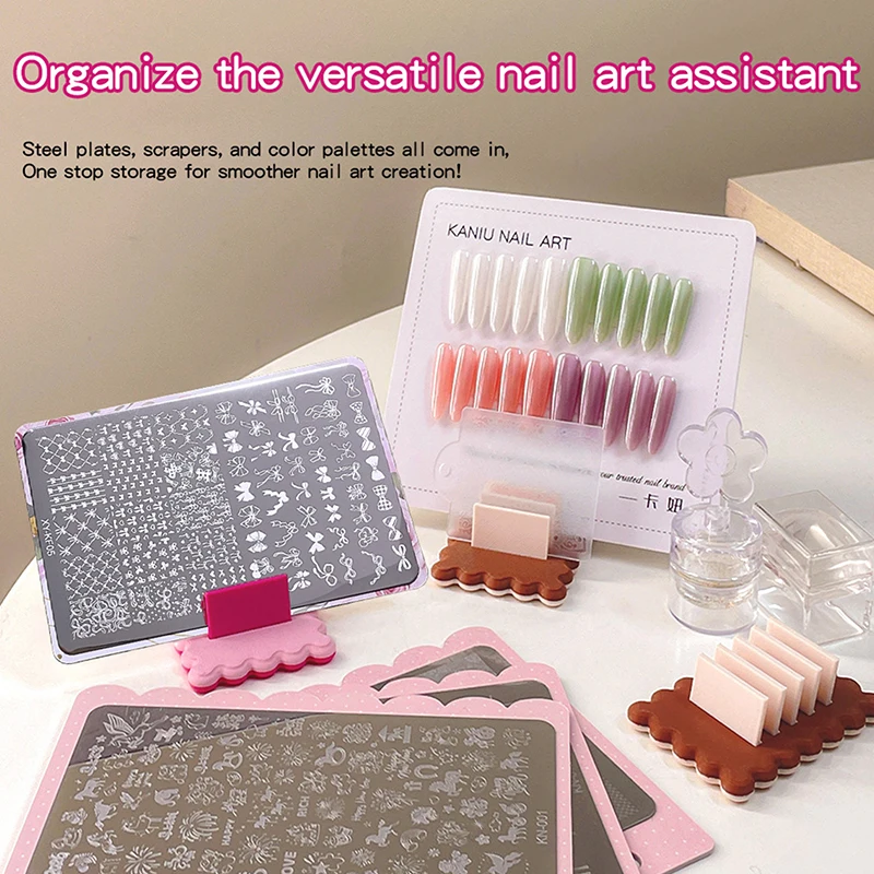 Nail Art Siegel Vorlage Stahlplatte Aufbewahrungsbasis Keksform Halter Nagelstempel Vorlagen Halter Schablonen Lagerregal Display