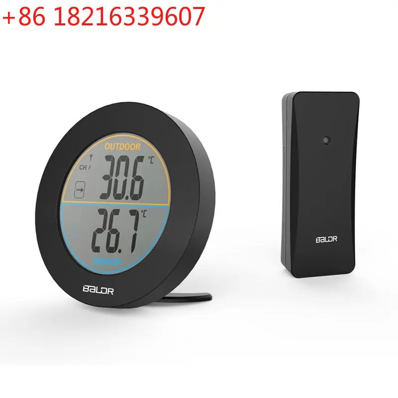 YAO Baldr Round LCD Display Digital Home Thermometer Round In/Outdoor Wall Table Temperatue Record Trend Monitor C/F Wireless Se