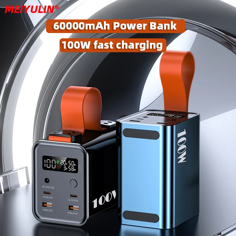 بنك طاقة 60000mAh 100 واط PD USB C تيار مستمر شحن سريع بطارية احتياطية خارجية محطة طاقة محمولة لأجهزة iPhone 14 13 شاومي المحمول