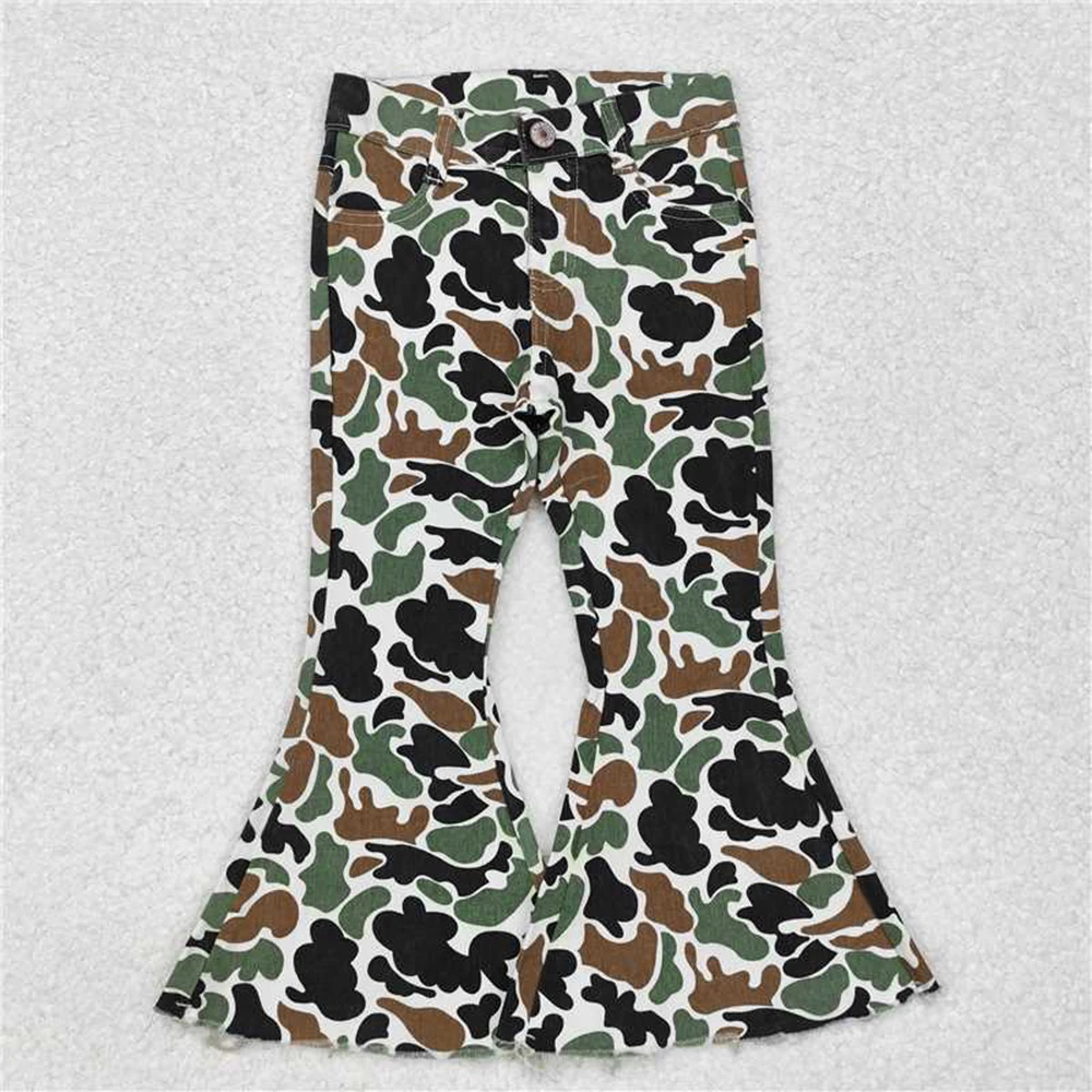 P0582 Fashionable And Good  Guality Autumn Jeans Brown green camouflage beige denim Print With Jeans Children Clothes Rts No Moq