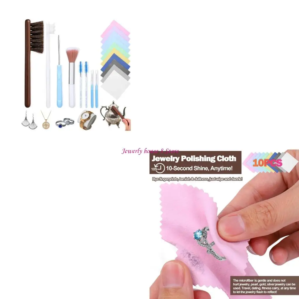 

Набор щеток для чистки ювелирных изделий из 18 предметов для глубокой чистки колец, ожерелий, часов