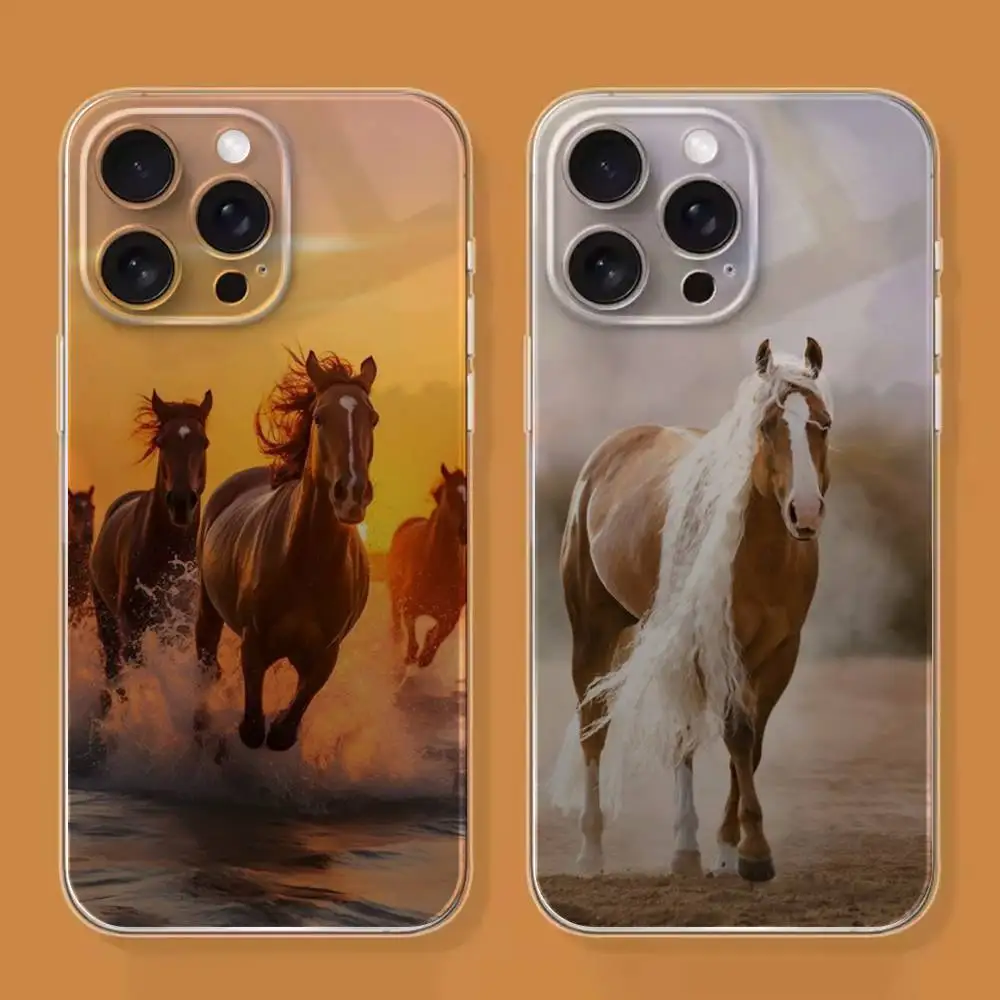 

Fine horse Phone Case For iPhone 16,15,14,13,12,11 Plus,Pro,Max,XR,XS,X,7,8 SE,Mini Transparent Silicone Soft