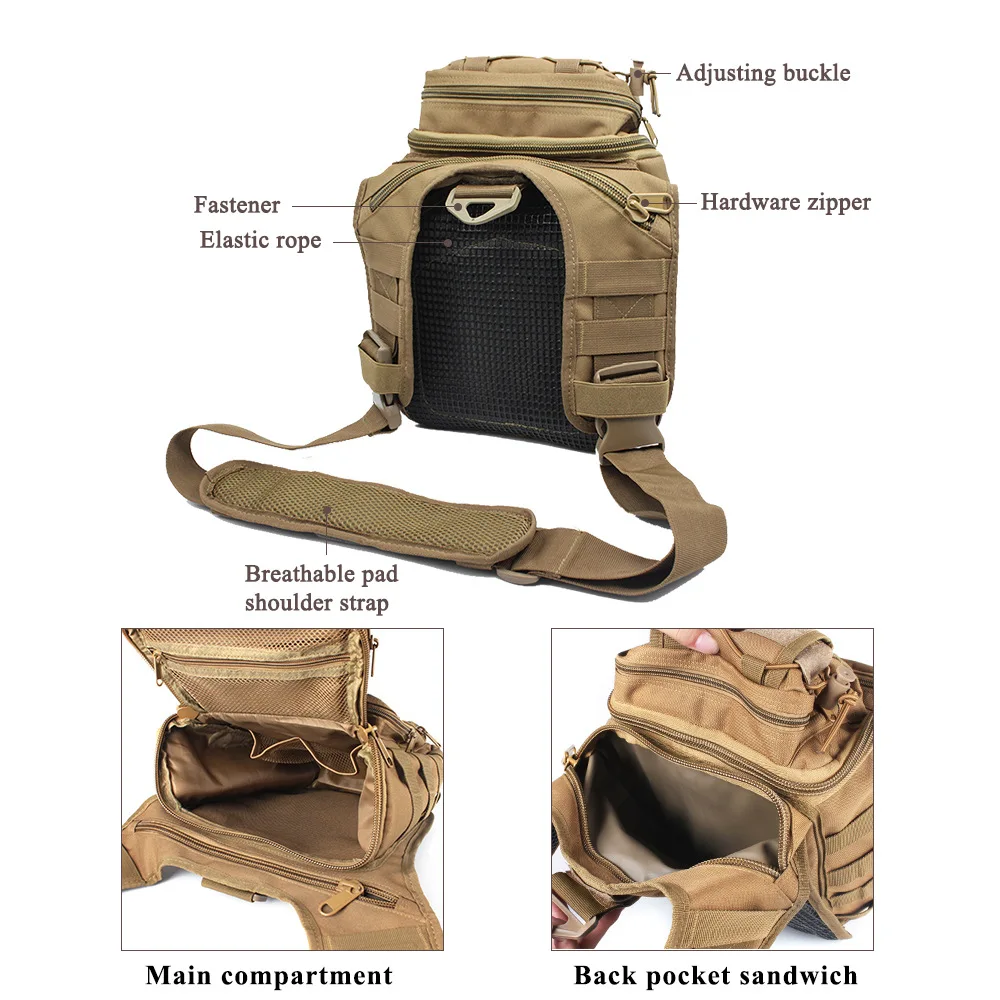 Men's Tactical Shoulder Sling Bag Small Outdoor Chest Pack Molle Crossbody Bags High Elastic Waterproof Fabric