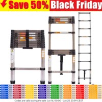2.6M Telescopic Ladder 8.5FT Multi-Purpose Stainless Steel Telescoping Ladder Extendable Heavy Duty Sturdy Loft Ladder EN131 AAA