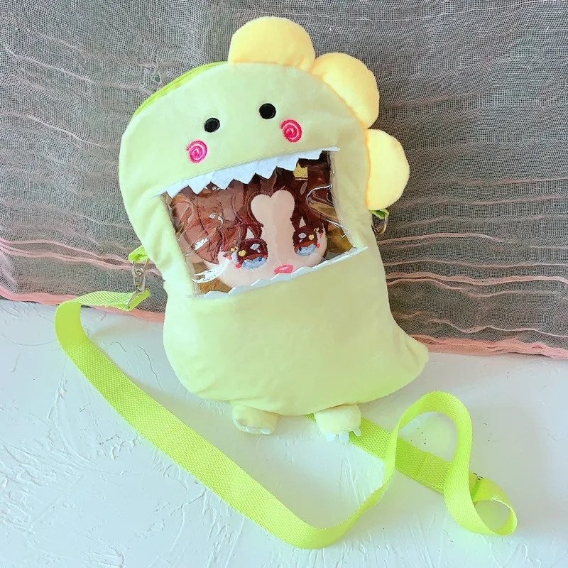 Dinossauro de Algodão Recheado Macio Crossbody Bag para Meninas, Cute Idol Doll Clothes, Kawaii Clothes, Kids Toys, New Gifts, 20cm