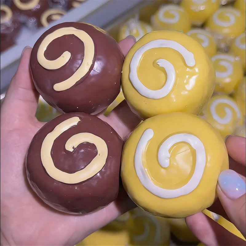 Swiss Roll Squishy Handmade Ball Crunchy Slow Rebound Squeeze Ball ASMR Sensory Stress Relief Ornament  For Leisure Time