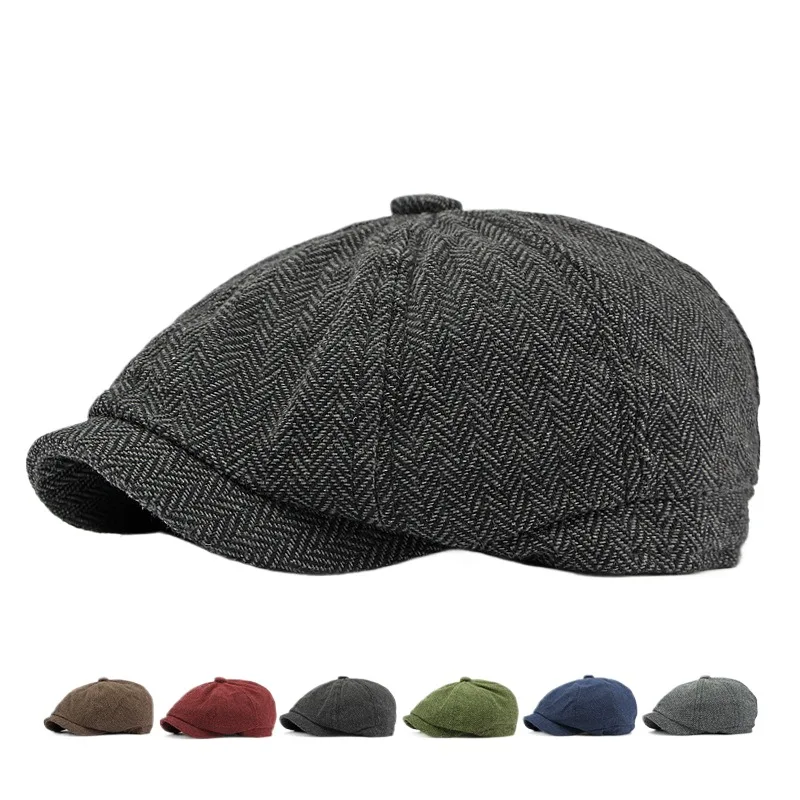 

Foreign Trade Hat Wholesale British Retro Octagonal Hat Men And Women Autumn Peaked Cap Beret Leisure Newsboy Cap