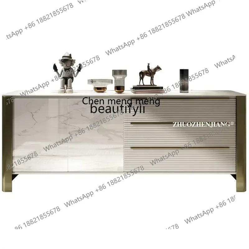 D178  Y yj Light luxury wind solid wood porch cabinet, post-modern simple rock plate storage bucket cabinet