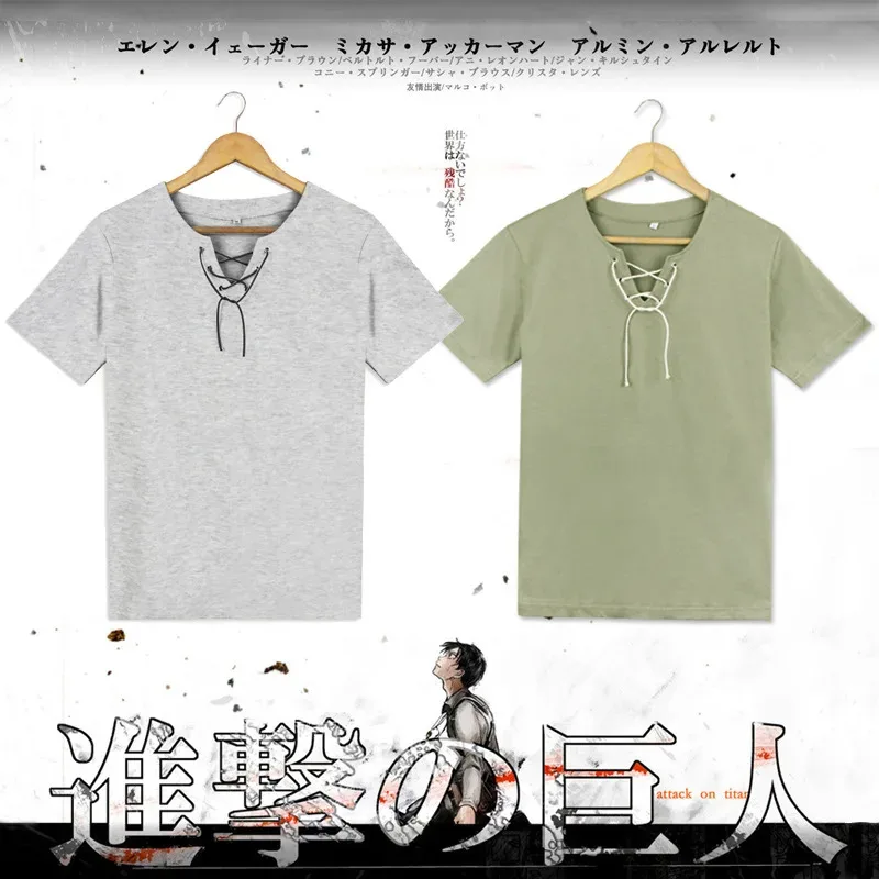 Anime Attack On Titan Eren Jaeger Mikasa Ackerman T-shirt Cosplay Costume Long Sleeve T shirt Training Streetwear Unisex Tops