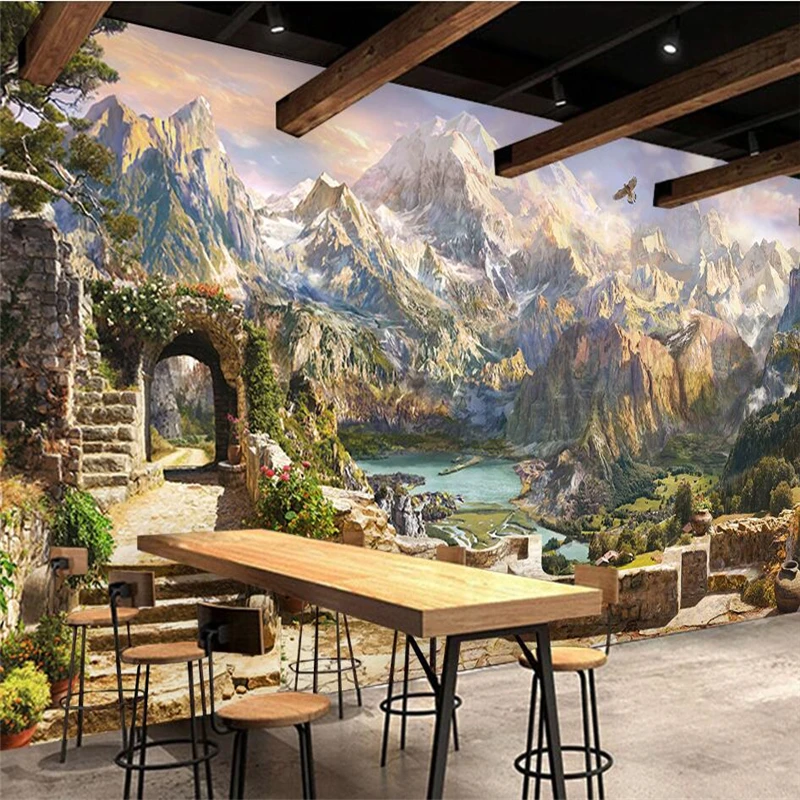 

papel de parede Custom wallpaper retro European scenery beautiful mountains TV background wall home decor mural papier peint