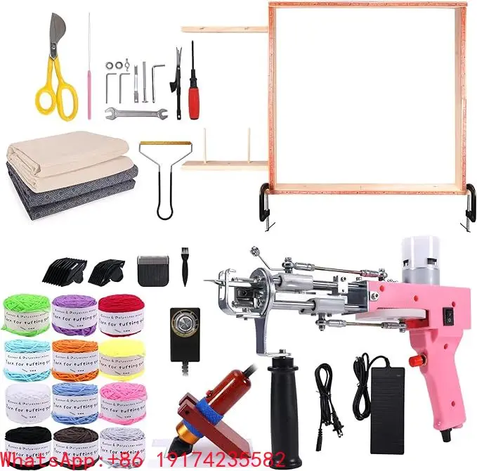 Wholesale Price In Stock Full Set Weaving Machinery Tufting Kit 2in1 Tufting Gun & Rug Carver Tool With Wool Yarn For Embroidery