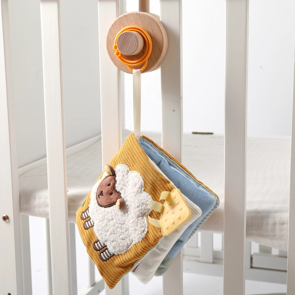 Baby Toys Sheep Soft Touch Book, Baby 3D Cloth Book Sensory Early Learning Stroller Toys Infant 0-12 Months Multifunction Toys