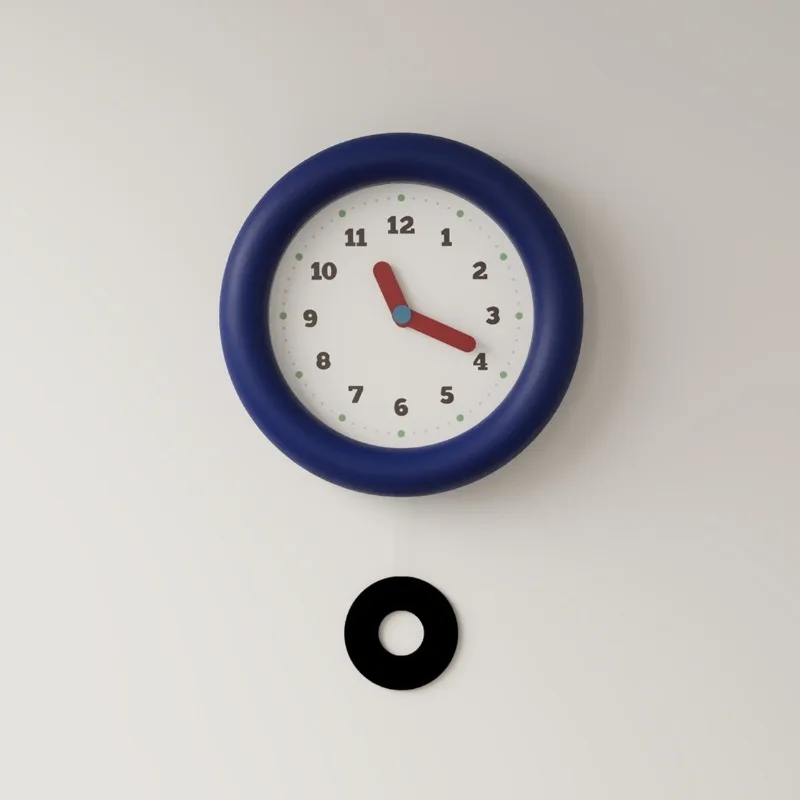 Modern Wall Clocks Children's Room Silent Wall Watch Round Cartoon Swing Clock Creative Art Living Room Decoration Ornament