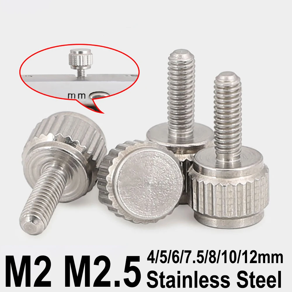 

M2 M2.5 Stainless Steel Straight Grain Knurled Thumb Screws Hand Grip Knob Bolts For Vernier Calipers