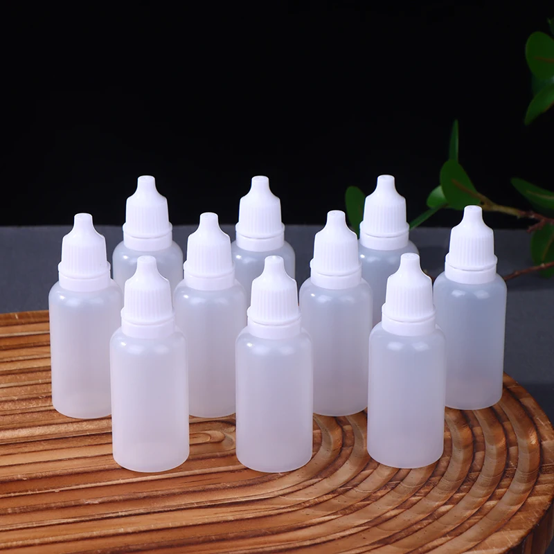 10PCS 5/10/15/20/30/50ml Empty Plastic Dropper Bottle Paint Beauty Oil Squeezable Refillable Bottle Cosmetics Storage Bottles