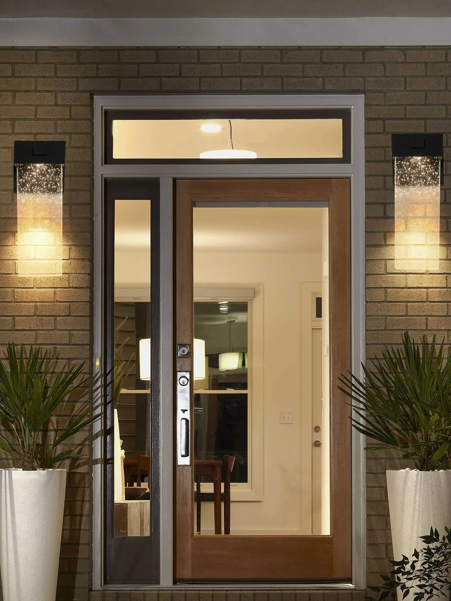 

Modern outdoor wall light with light sensing, black LED wall light with bubble glass, waterproof external lighting (2 pack)