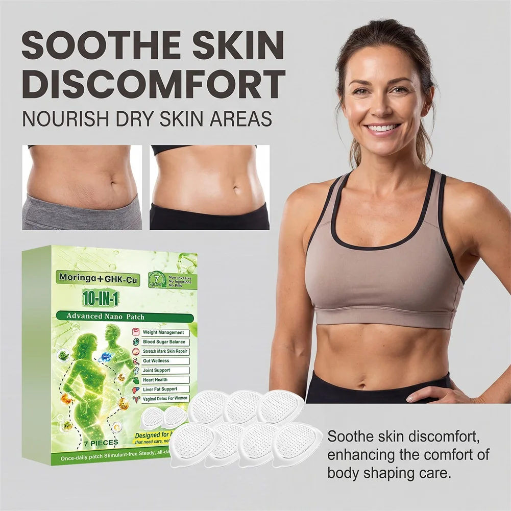 Moringa+GHK-Cu 10 In 1 Advanced Nano-Patch Ultra-Thin Microneedles Painless Gentle Formulas Hypoallergenics For Body Slimming